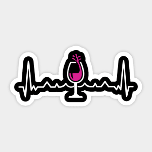 Wineglass Heartbeat For Wine Moms Sticker